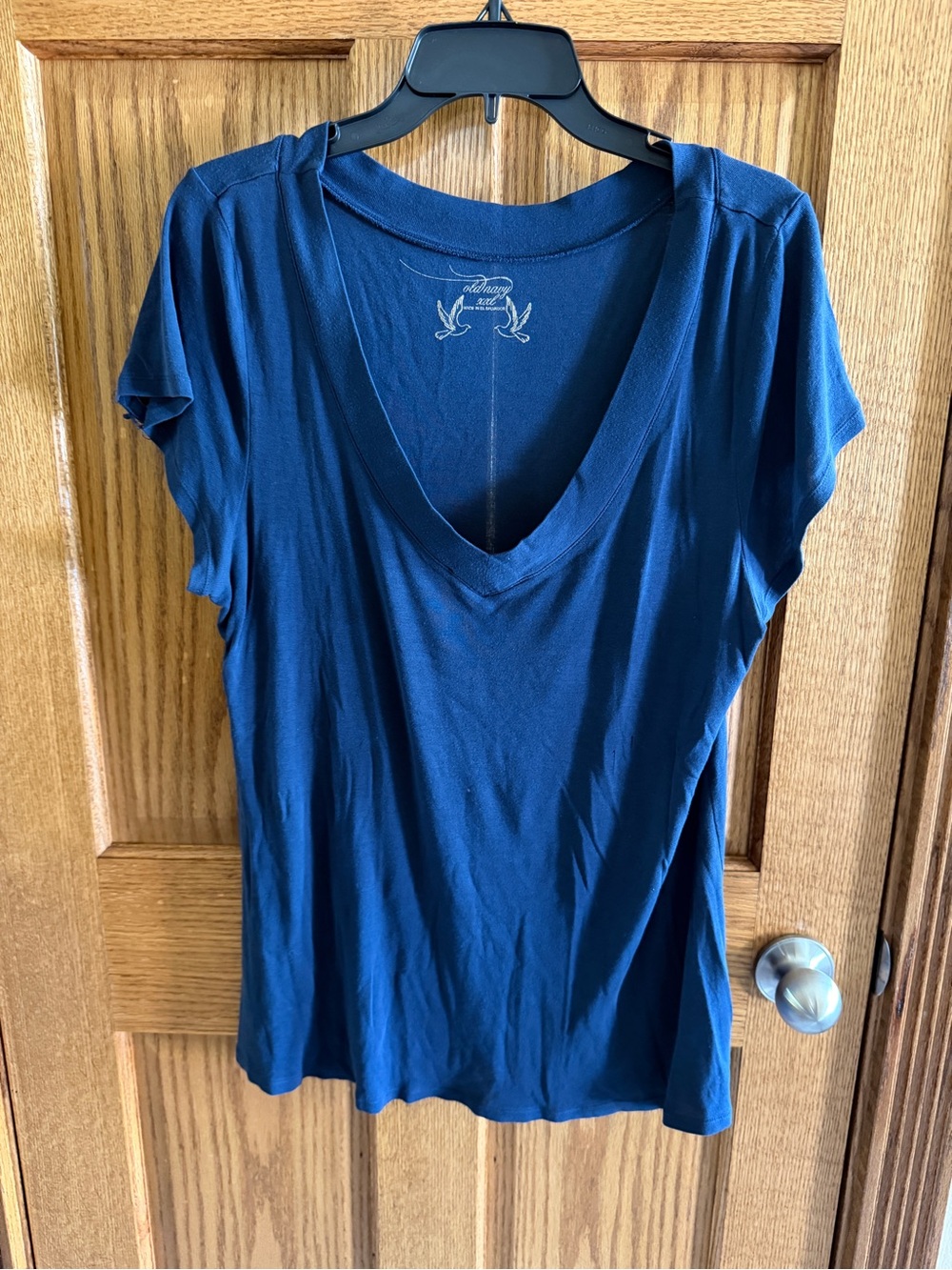 Women's XXL Deep V-Neck Short Sleeve Top - Navy Old Navy